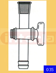 Adapter Socket to rubber tubing straight or right angle connection, with stopcock